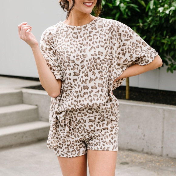 Untamed Leopard Waffle Knit Lounge Shorts - Picture 7 of 8